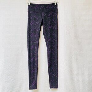 Lululemon Leggings Women 4 Purple Floral  Activewear Athletic Yoga Travel Gym
